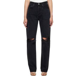 Agolde Kelly high-rise distressed straight jeans - black - XXS-XS