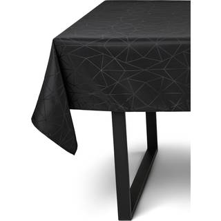 Borddug - 140x240 cm - Jacquard dug med geometrisk mønster i sort - Eksklusiv festdug