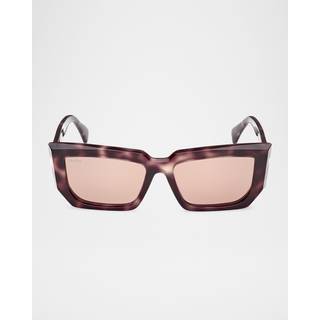 Max Mara Kvinde MM0126 55E Solbriller Acetat Havana Brun Firkantet Normal