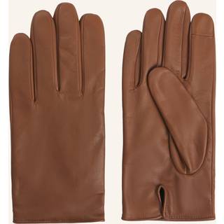 Helforede handsker i narvlæder med laserprintet logo