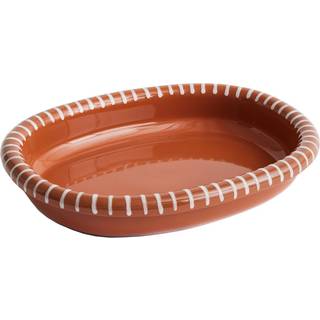 HAY Barro ovalt serveringsfad large 27x36 cm Natural with stripes