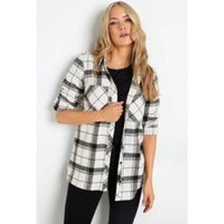 Lts Tall Ivory White Check Rolled Sleeve Shirt 22-24 Lts | Tall Women's Shirts & Blouses