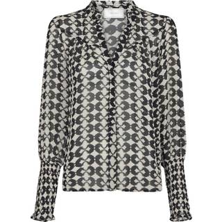 Camisa Graphic Print Bluse, Black, 36