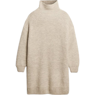 Superdrytil kvinder. W8011763A Chunky beige kjole (XL), Casual, Akryl, Lange ærmer
