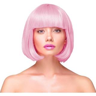 1 stk. Deluxe kort glat Pink paryk - Lys op enhver fest