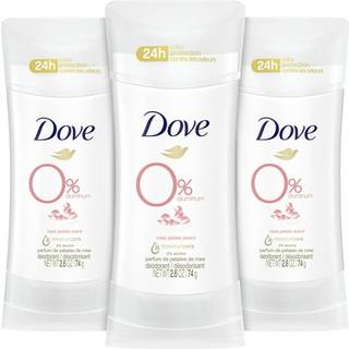Dove 0% Aluminium Deodorant Stick Rose Petals 3 Count Ikke-irriterende deodorant til underarmspleje Bedste aluminiumsfri deodorant 2,6 oz
