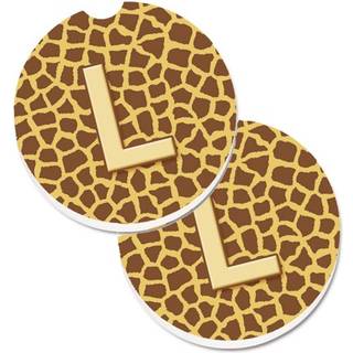 """" Caroline's Treasures Monogram Initial L Giraffe Sæt med 2 Cup Holder Car Coasters CJ1025-LCARC 2.56 Multicolor """"