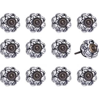 1,5 """" X 1,5 """" X 1,5 """" Hvid sort og guldknapper 12 pakke