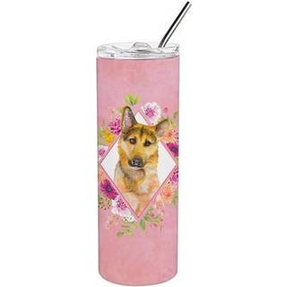 """" Carolines skatte tyske hyrde nr. 2 lyserøde blomster dobbeltvægget rustfrit stål 20 oz tynd rejseisoleret tumblere multicolor """"