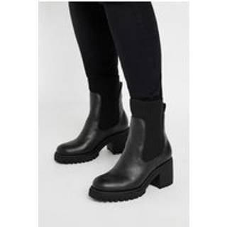 Yours Curve Yours Curve Black Extra-Wide Fit Mid Block Sock Chelsea Boots