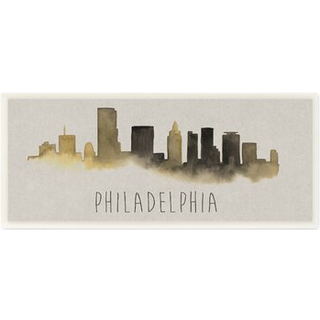 Stupell Industries Philadelphia Skyline Silhouette Wall Plaque Art 7 x 0,5 x 17 Multi-Color