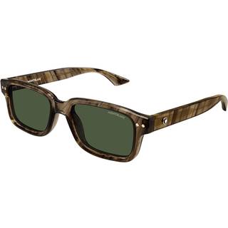 Montblanc MB0286S 004 53 Solbriller Mænd Brun - Transparent Dark Brown Horn - 53mm