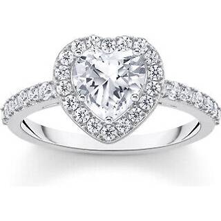 Thomas Sabo TR2477-051-14-56 Silberner Halo-Ring in Herzform mit weißen Zirkonia Damen