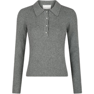 Panama Knit Bluse, Dark Grey Melange, 42