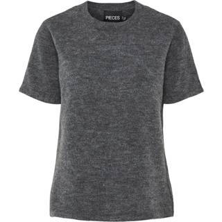 PIECES dame strikbluse PCPIKO - Dark grey melange - XL