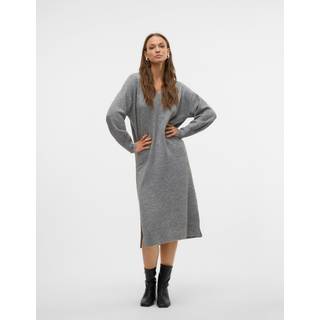 VERO MODA Vmjupiter Ls V-neck Calf Dress Medium Grey Melange S
