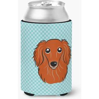 Checkerboard Blue Longhair Red Dachshund kan eller flaske Hugger BB1152CC