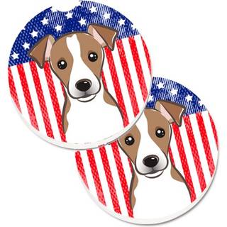 """" Caroline's Treasures American Flag & Jack Russell Terrier -sæt med 2 Cup Holder Car Coasters BB2190Carc 2.56 Multicolor """"