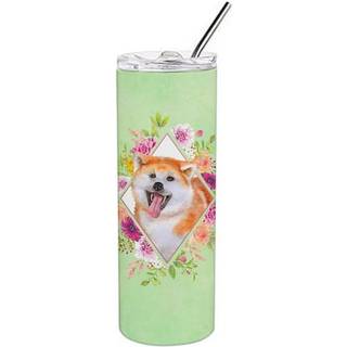 """" Caroline's Treasures Akita Green Flowers Double Walled rustfrit stål 20 oz tynd rejseisoleret tumblere multicolor """"