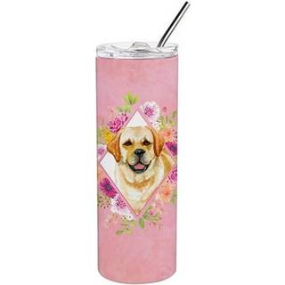 """" Caroline's Treasures Golden Retriever Pink Flowers Double Walled rustfrit stål 20 oz tynd rejseisoleret tumblere multicolor """"
