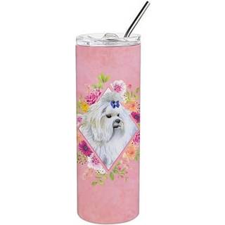 """" Carolines skatte maltesiske lyserøde blomster dobbeltvægget rustfrit stål 20 oz tynd rejseisoleret tumblere multicolor """"