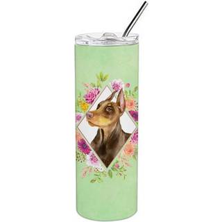 """" Caroline's Treasures Doberman Pinscher Green Flowers Double Walled rustfrit stål 20 oz tynd rejseisoleret tumblere multicolor """"