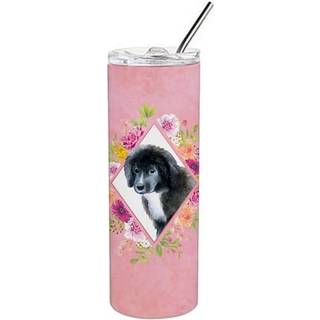 """" Caroline's Treasures Newfoundland Puppy Pink Flowers Double Walled rustfrit stål 20 oz tynd rejseisoleret tumblere multicolor """"