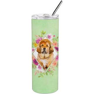 """" Caroline's Tibetian Mastiff Puppy Green Flowers Tibetian Mastiff Puppy Green Flowers rustfrit stål 20 oz tynd rejseisoleret tumblere multicolo