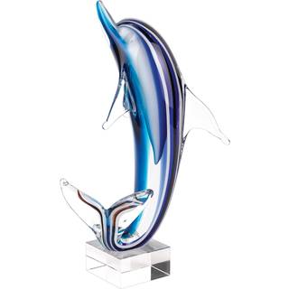 14 mund bl?st h?j bl? delfin p? klart basiskunstglas
