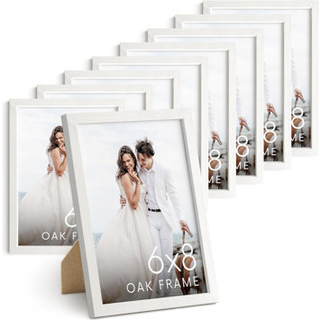 Haus og nuancer 6x8 White Oak Wooden Picture Frame - S?t p? 9 6x8 plakatramme - Premium Oak Vertical Hang Shatterfabroof Plexiglass - Ideel til h