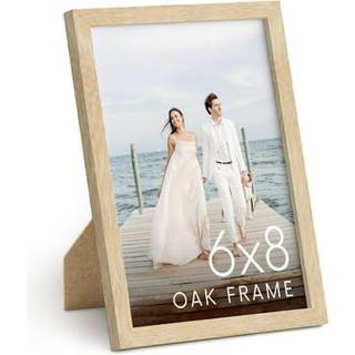 Haus og nuancer 6x8 Natural Oak Wooden Picture Frame - 6x8 Poster Frame - Premium Oak Vertical Hang Shatterfabroof Plexiglass - Ideel til Home Ro