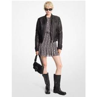MK Satin Ciré Bomber Jacket - Black - Michael Kors - L