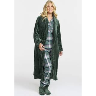 Damella Jaquard Fleece Dressing Gown - Green - Medium