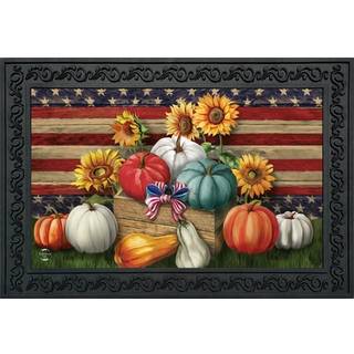 Briarwood Lane Patriotic Pumpkins Autumn Doormat Sunflowers Indoor/Outdoor 30 """" X 18 """"