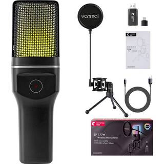 Trådløs RGB Mikrofon med Stativ