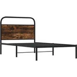Sengeramme Uden Madras Metal Etræsfarve Røget Eg - med hovedgærde / 90 x 190 cm