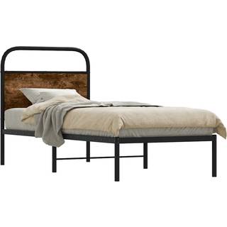 Sengeramme Uden Madras Metal Etræsfarve Røget Eg - med hovedgærde / 75 x 190 cm