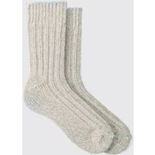 Mens Beige Cosy Ribbed Socks