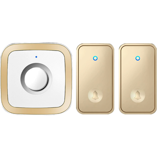 Trådløs Ringeklokke sæt med 2 tryk i guld