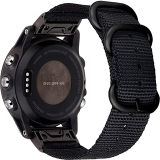 Garmin Fenix 5 / 6 / 7 Nylon Nato Rem - Sort