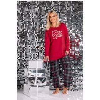 Yours Curve Yours Curve Red 100% Cotton Cosy Club Long Sleeve Wide Leg Pyjamas Set