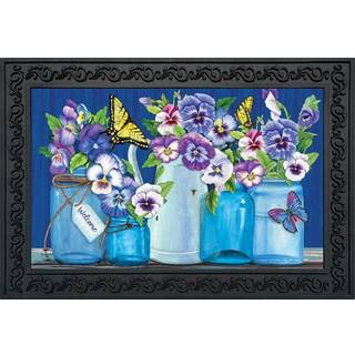 Sommerfugle og Pansies Spring Doormat Mason Jars Indendørs udendørs 30 """" X 18 """"