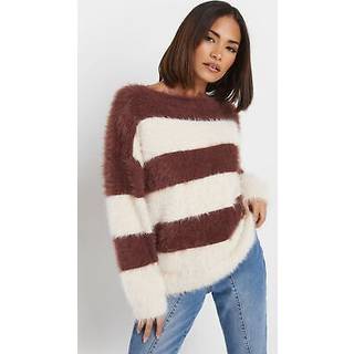 PixieGirl Petite Stribet Feather Slash Neck TrøjeEU 44-46 Petite (UK 16-18 P)