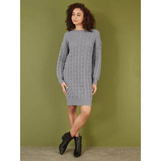 Yumi Yumi Grey Cable Knit Tunic Dress