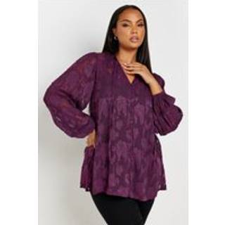 Yours Curve Yours Curve Purple Jewel Tie Neck Blouse