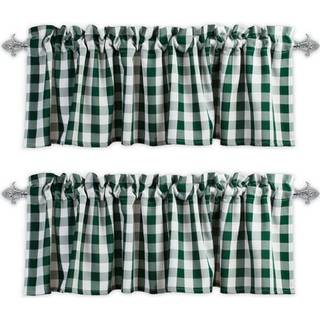 Aiking hjemmevindue Valances-2-paneler Picnic-rutet m?nster K?kkenvalancer med 2,5-tommer stanglomme til sm? vinduer Polyester (56x14 tommer j?ge