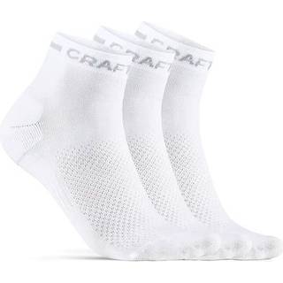Craft Core Dry Mid Running Socks 3 Pack - White, Size S - white