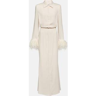 Roland Mouret Feather-trimmed crÃªpe maxi shirt dress - white - S