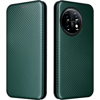 OnePlus 11 5G Carbon Flip Cover Læder - Grøn