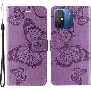 Xiaomi Redmi 12C 4G Læder Flip Cover med Hank, Lommer og Stand - Butterfly